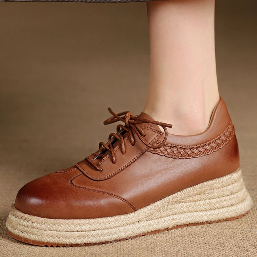 Oxford Brogue Leather - EAGSITY Cow Leather brown oxford shoes