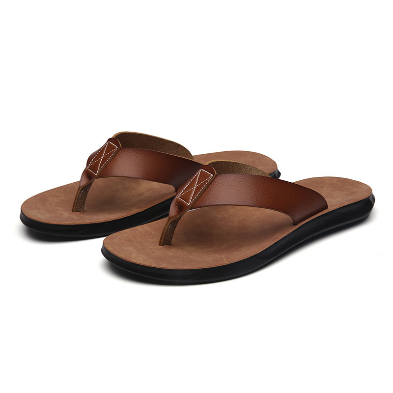 Men'S Shoes Qn - 38-47 New Italian Leather Flip-flops for
