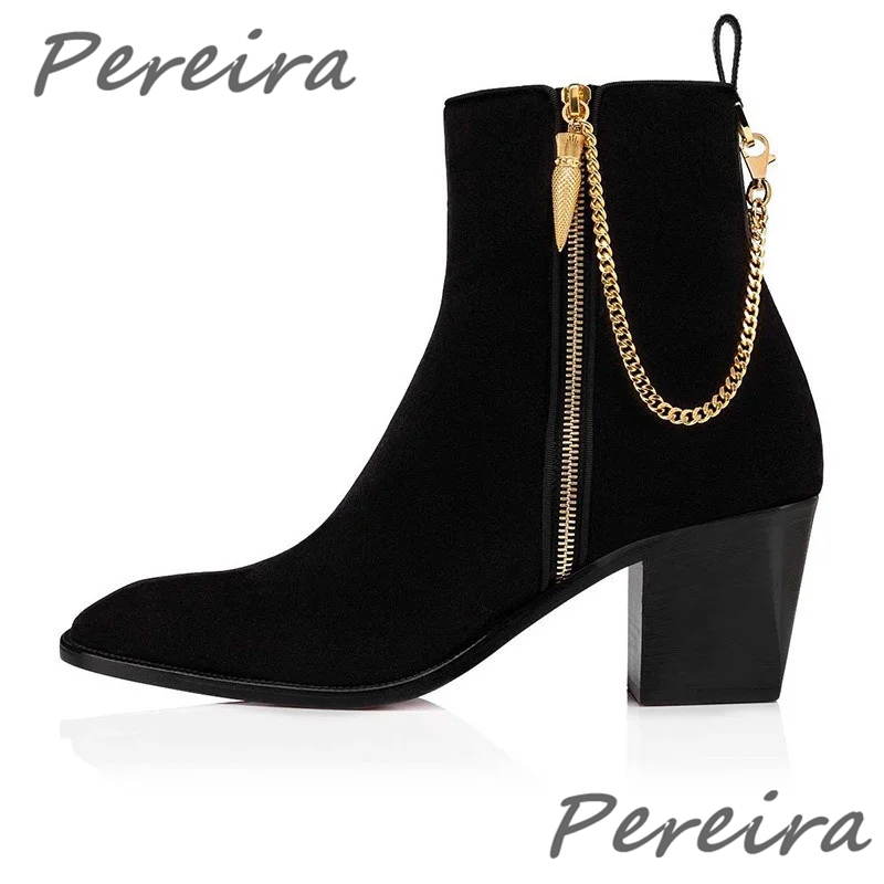 Men Shoes H&M - Men Suede Ankle Boots Gold Chain