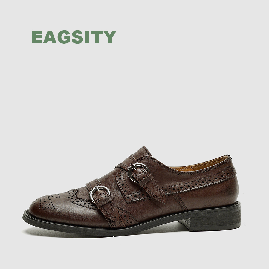 Oxford Brogue Leather - EAGSITY Cow Leather british style women's