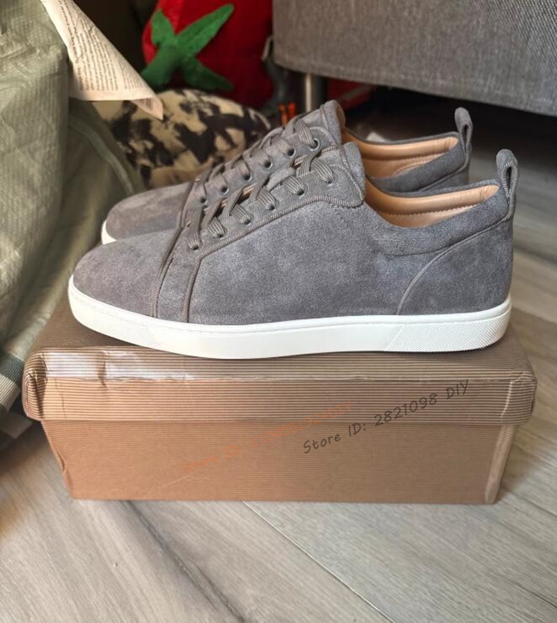 Men Shoes H&M - Concise Grey Suede Leather Lace Up