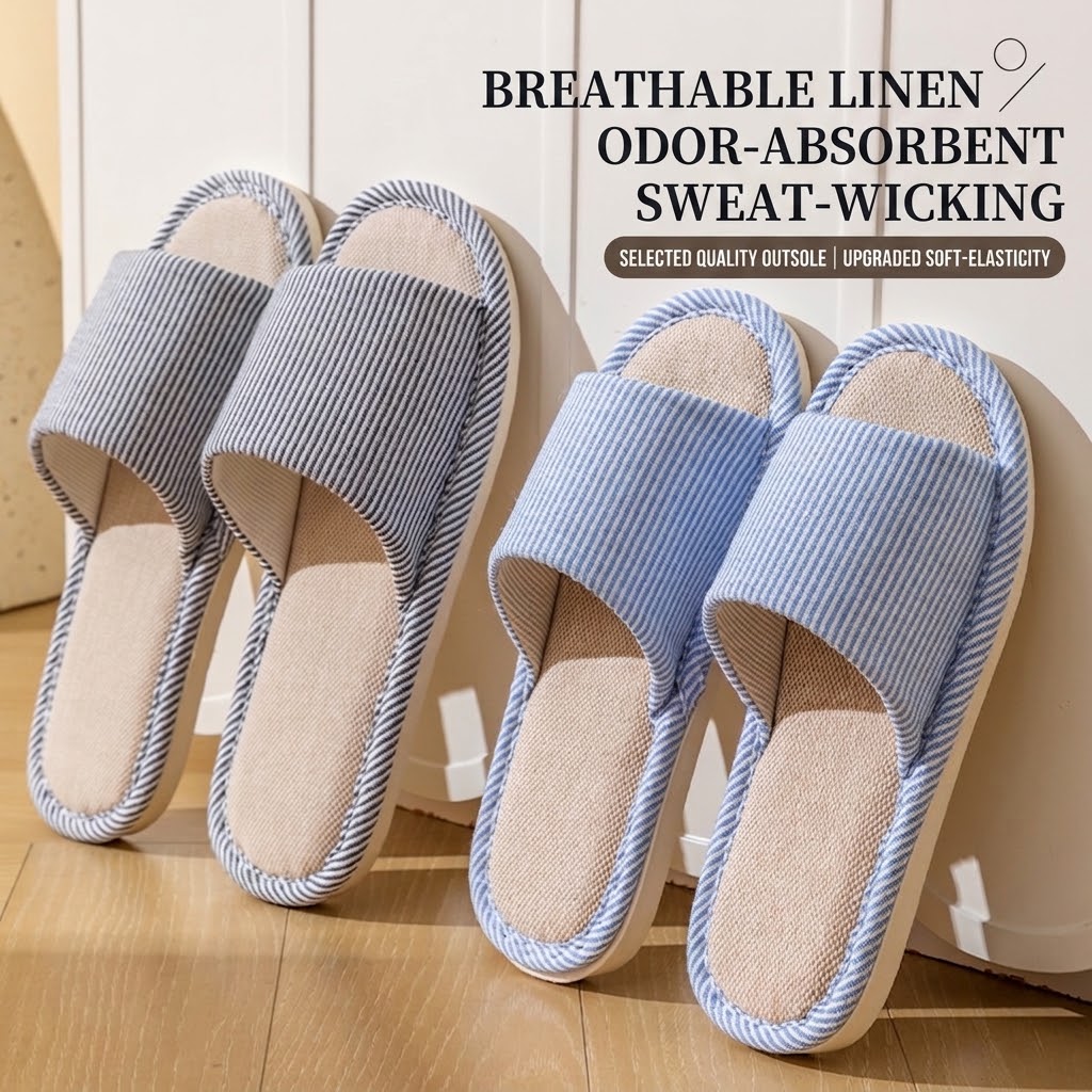 Men'S Shoes To Women'S Size - Breathable Flax Linen Slippers Women Men