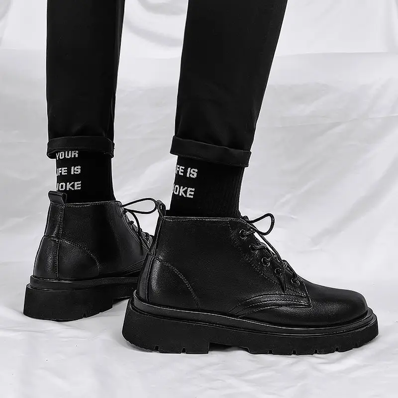 Leather Black Men High Top Lac - đánh giá và giá Men'S Shoes To Increase Height