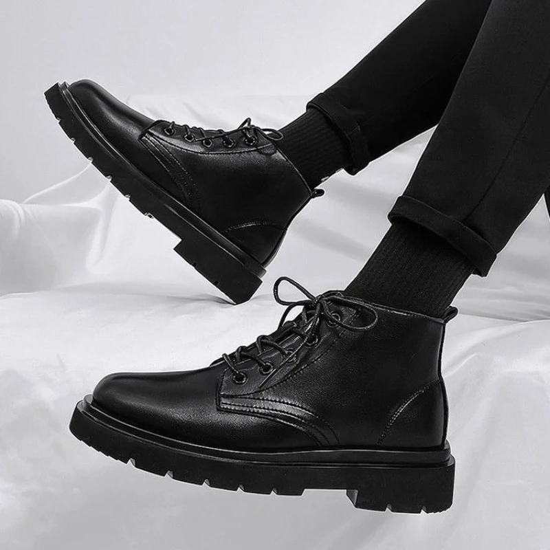 Leather Black Men High Top Lac - đánh giá và giá Men'S Shoes To Increase Height