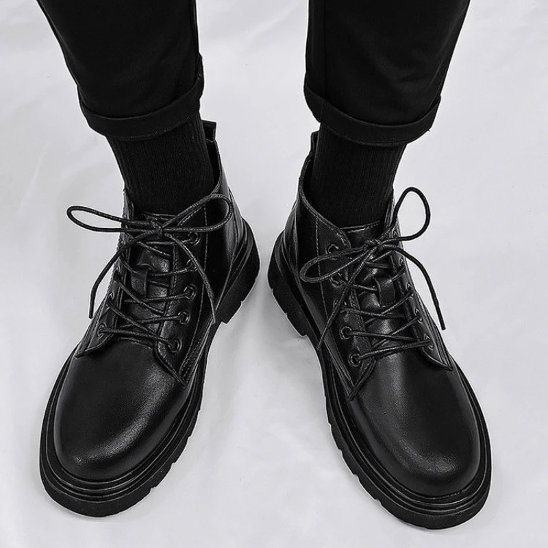 Leather Black Men High Top Lac - đánh giá và giá Men'S Shoes To Increase Height
