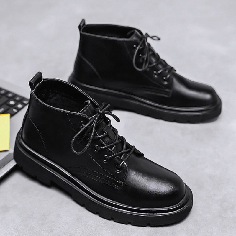 Leather Black Men High Top Lac - đánh giá và giá Men'S Shoes To Increase Height