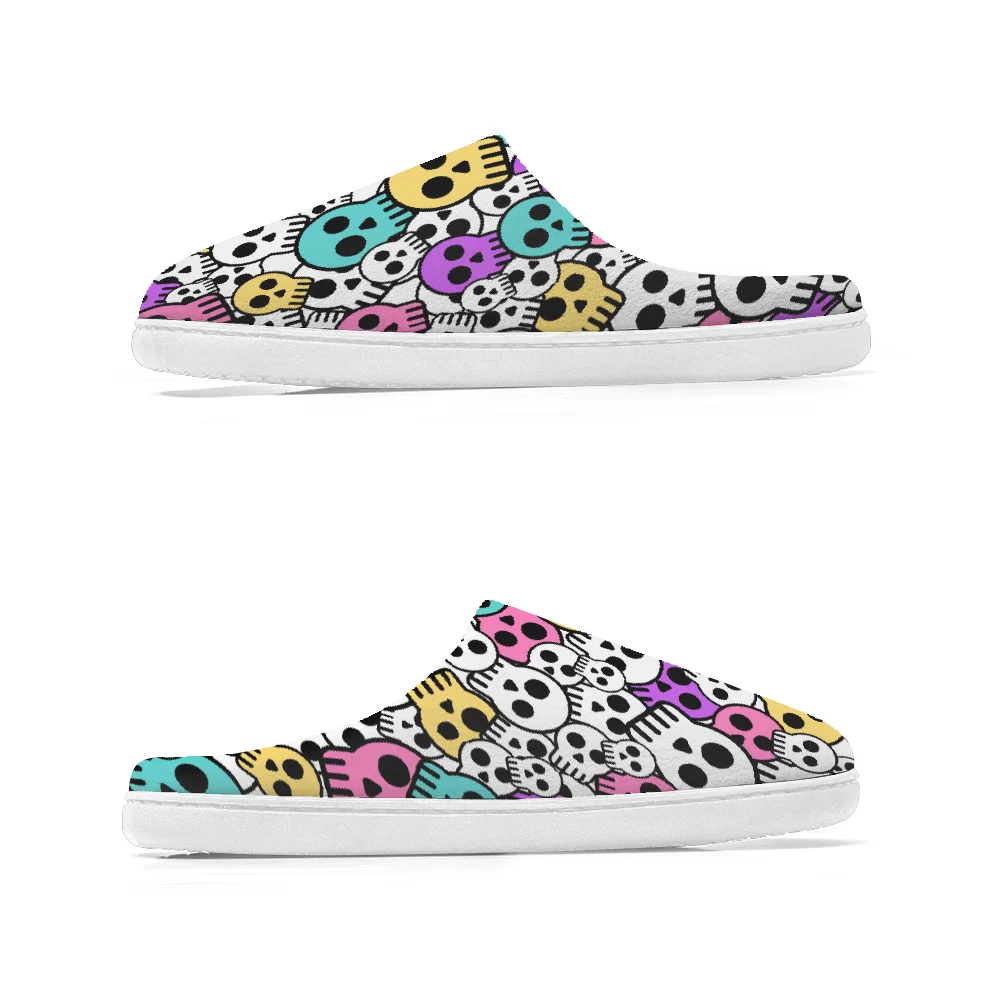 Skull printed cotton slippers  - đánh giá và giá Men Shoes Winter