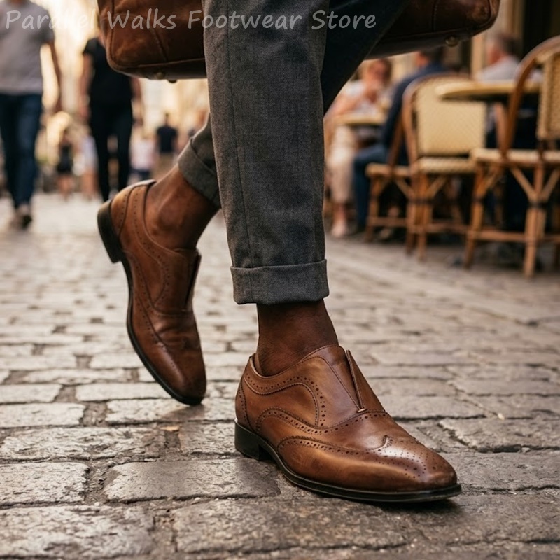Mens Brown Leather Brogue Shoe - đánh giá và giá Oxford Brogue Leather